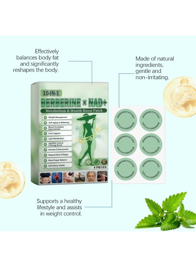 Wins Town Berberine x NAD+ Metabolism & Health Boosting Patches | Fat Burning, Blood Sugar Control, Improved Circulation, Body Shaping, 6 Patches/Box - Image 5